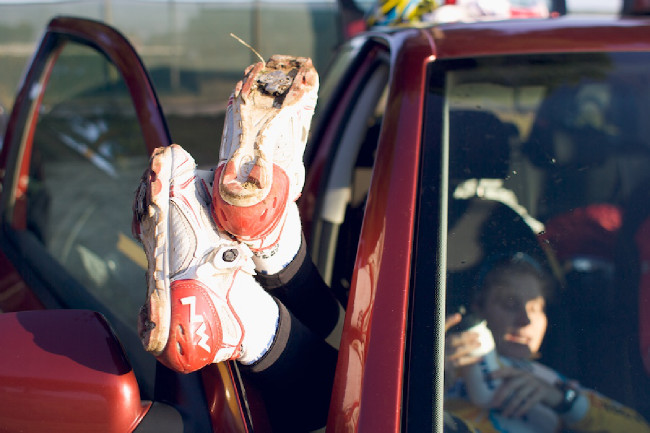 Pavla Havlíková odpočívá v autě