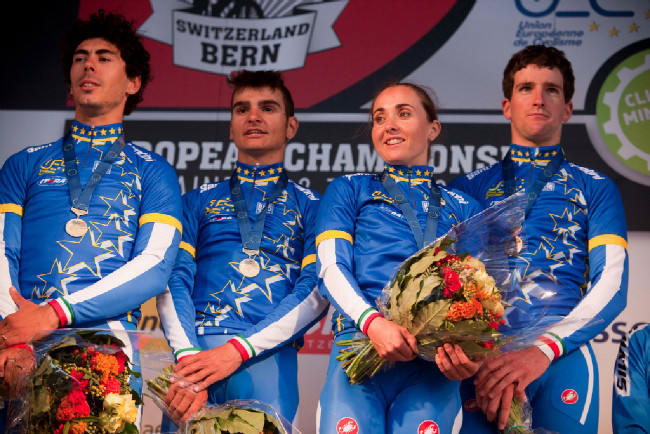 Mistři Evropy 2013 - Eva Lechner, Gioele Bertolini, Gerhard Kerschbaumer a Marco Aurelio Fontana