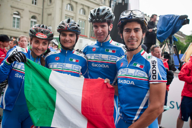 Mistři Evropy 2013 - Eva Lechner, Gioele Bertolini, Gerhard Kerschbaumer a Marco Aurelio Fontana