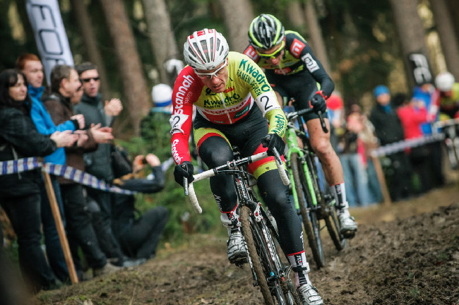 MCŘ v cyklokrosu, Loštice 2014: Martin Bína a Michael Boroš