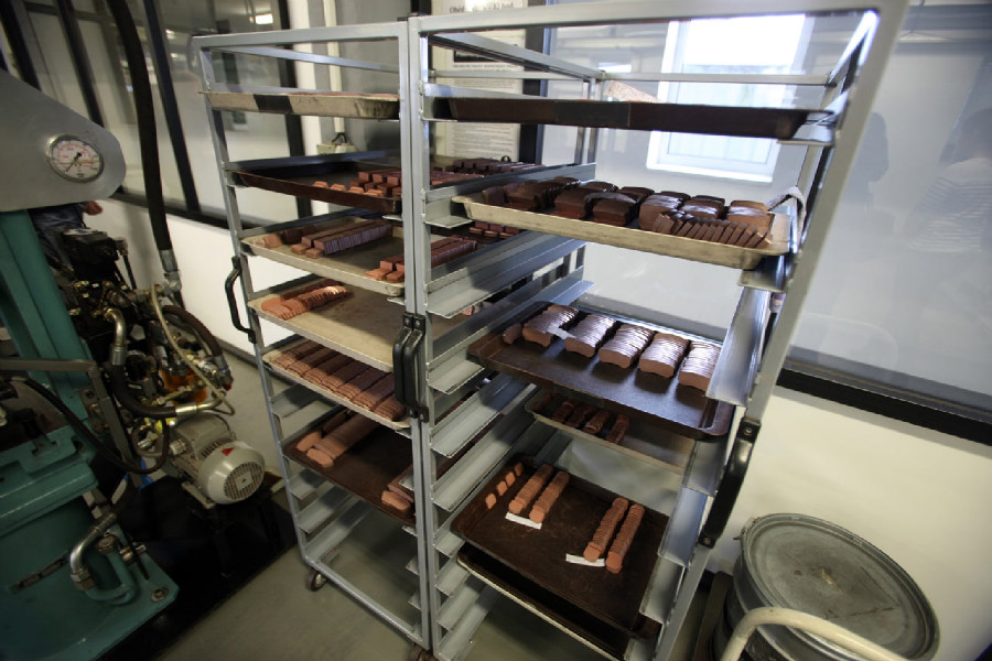 Na návštěvě v Goldfren - brzdové části obložení před spečením s kovovými částmi destiček