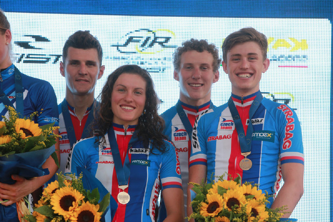Mistrovství Evropy MTB 2015 - závod štafet - Jaroslav Kulhavý, Barbora Průdková, Matěj Průdek a Jan Vastl