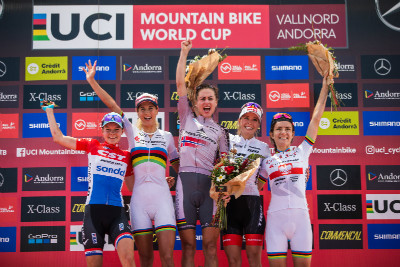 1.Gunn-Rita Dahle Flesjaa, 2.Jolanda Neff, 3.Emily Batty, 4.Anne Tauber, 5.Maja Wloszczowska