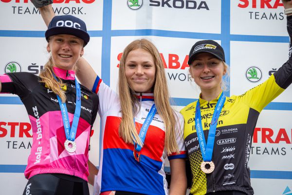 MČR XCO 2020 - juniorky 1. Novotná, 2. Holubová, 3. Bedrníková