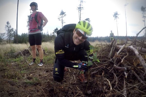 Sázíme stromky při závodě...